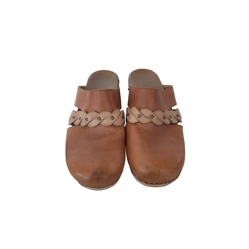 Dansko Sherise Clog Shoes Womens 9 /39 Brown Leather Slip On Platform Braided